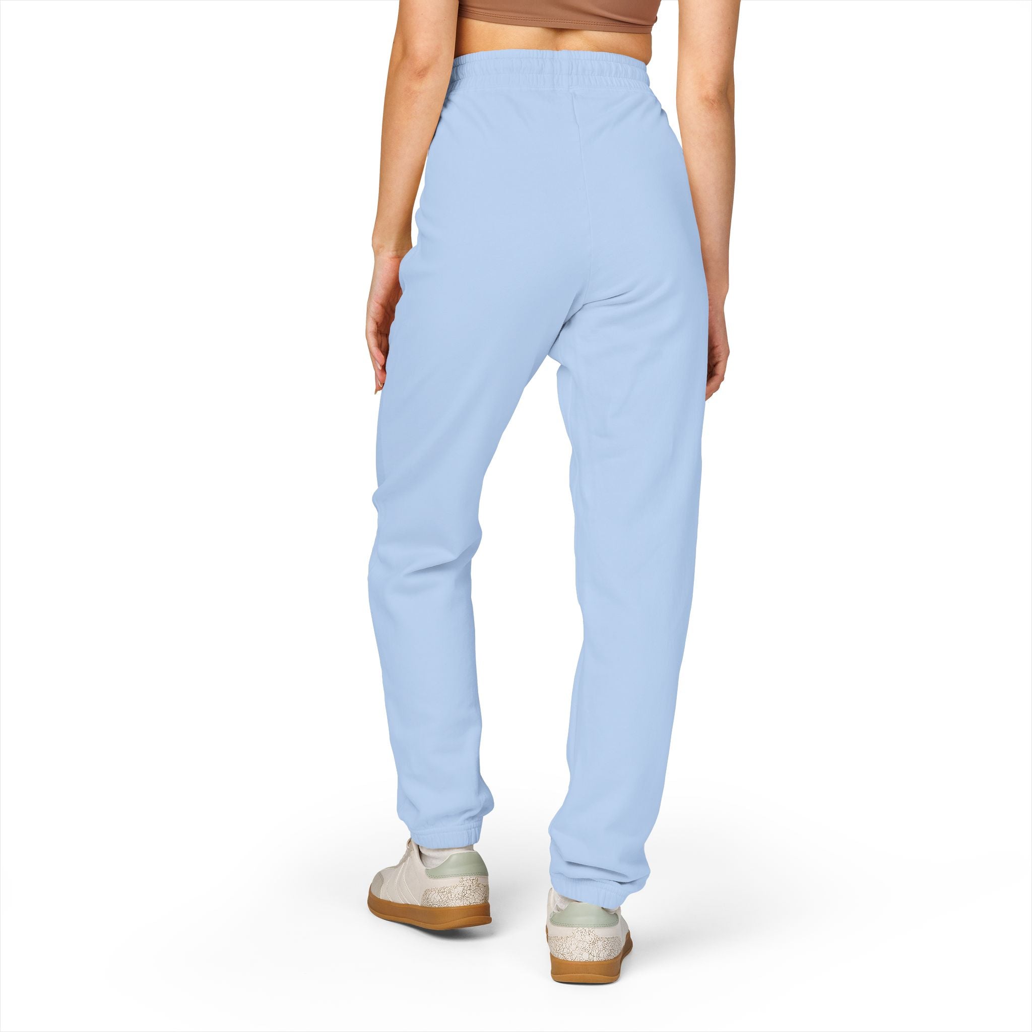 Embroidered Sun Logo Sweatpants — Natural Garment-Dyed Fleece Joggers