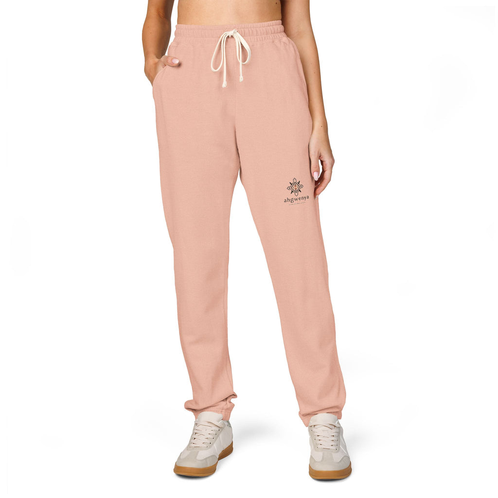 Embroidered Sun Logo Sweatpants — Natural Garment-Dyed Fleece Joggers
