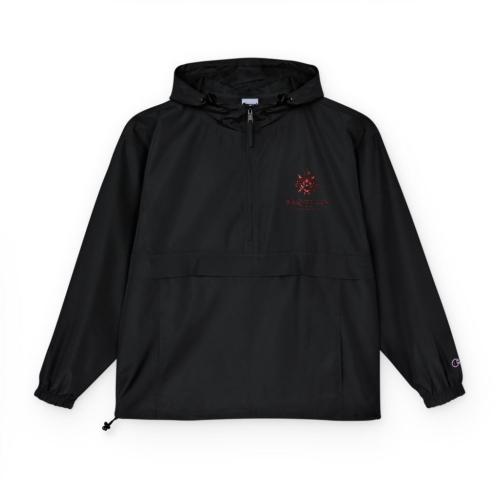 Packable Anorak Jacket - Lightweight Hooded Windbreaker with Sunburst Logo