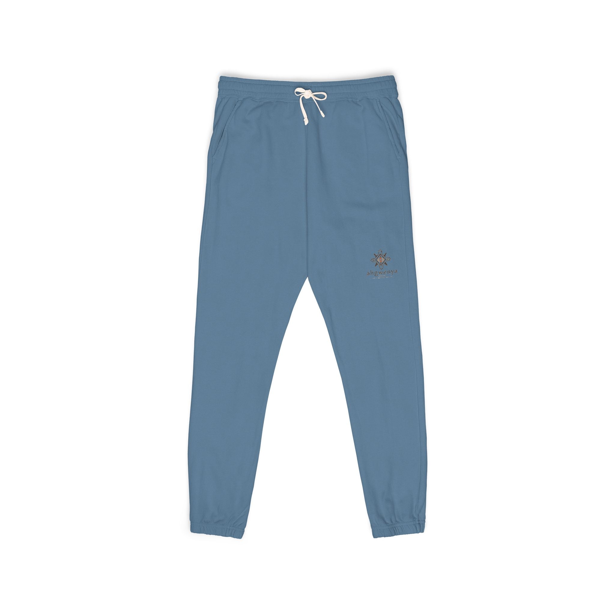 Embroidered Sun Logo Sweatpants — Natural Garment-Dyed Fleece Joggers