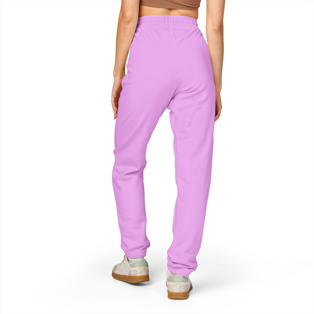 Embroidered Sun Logo Sweatpants — Natural Garment-Dyed Fleece Joggers