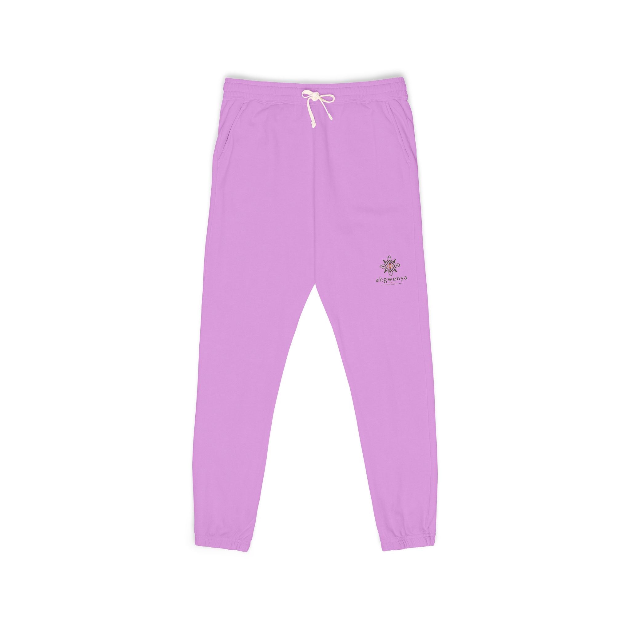 Embroidered Sun Logo Sweatpants — Natural Garment-Dyed Fleece Joggers