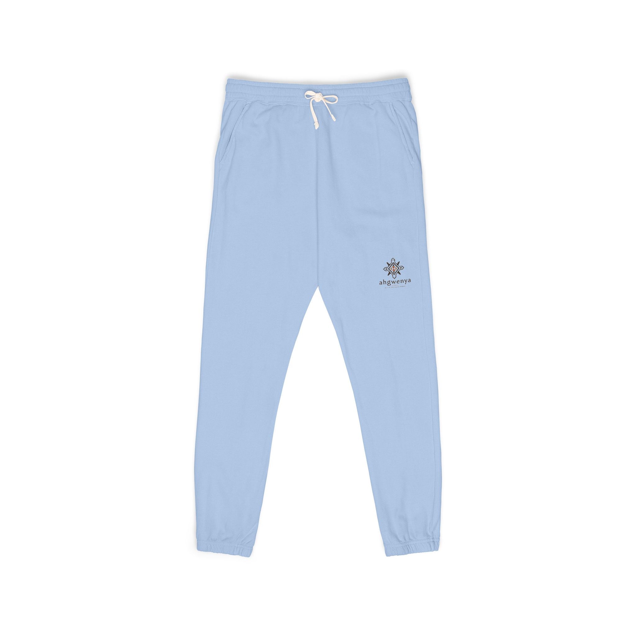 Embroidered Sun Logo Sweatpants — Natural Garment-Dyed Fleece Joggers