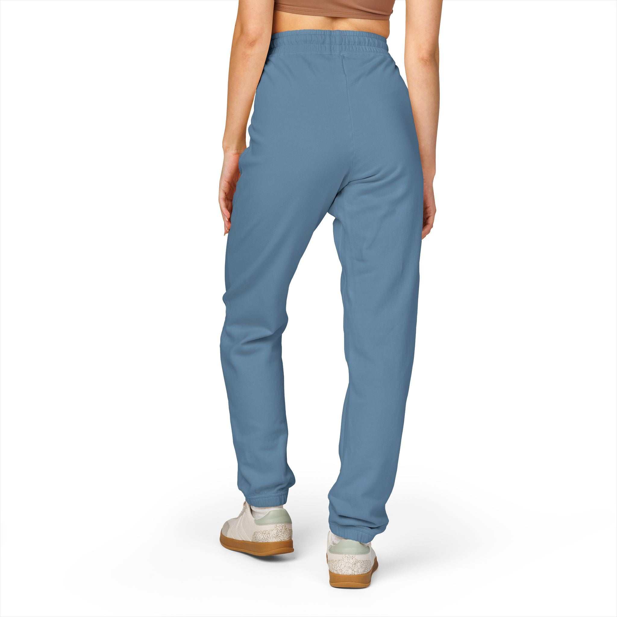 Embroidered Sun Logo Sweatpants — Natural Garment-Dyed Fleece Joggers