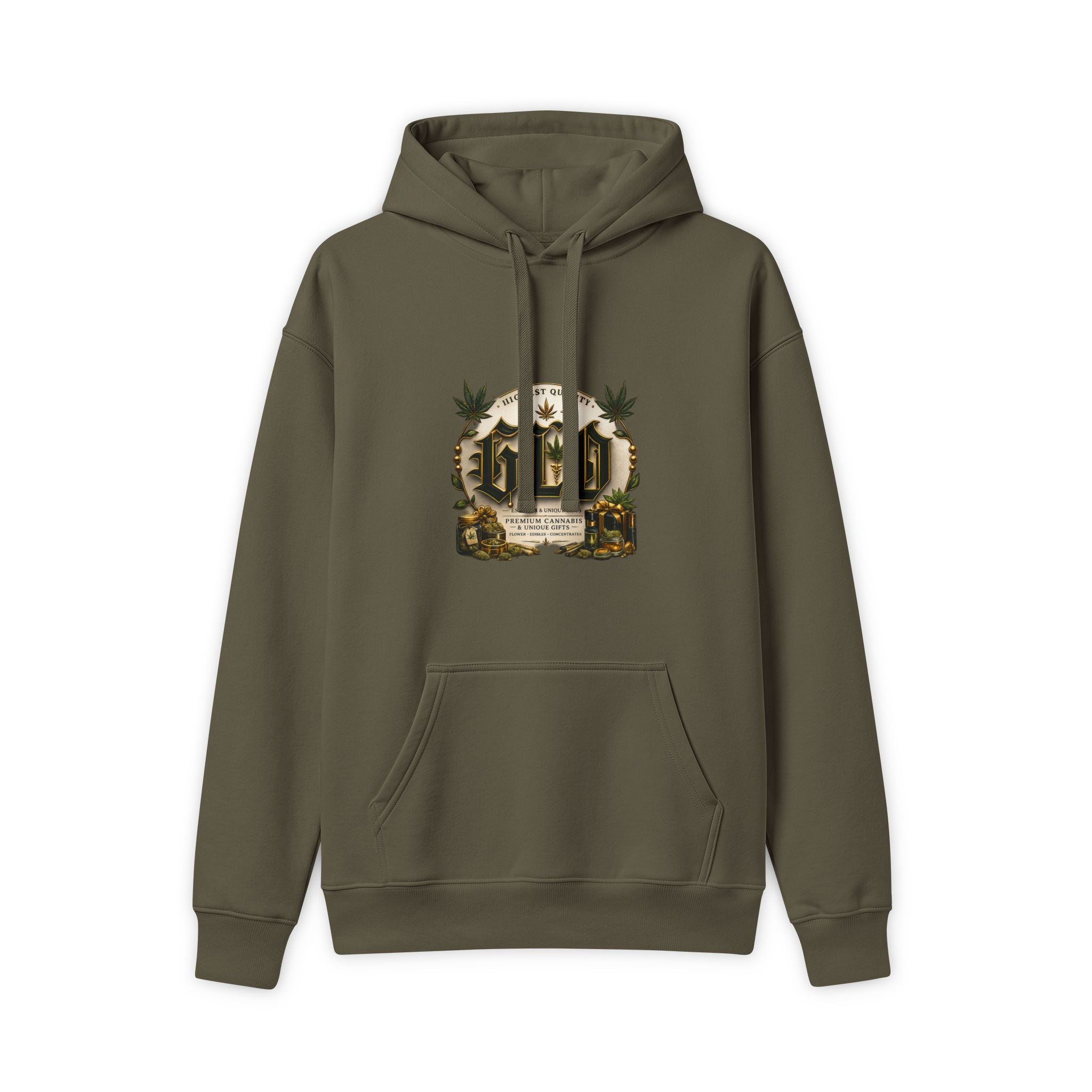 Hoodie — Vintage Floral Crest Graphic Hooded Sweatshirt